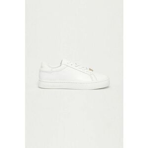Kožená obuv Calvin Klein Jeans biela farba, na plochom podpätku vyobraziť