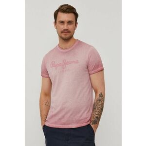 Tričko Pepe Jeans West Sir pánske, ružová farba, s potlačou vyobraziť