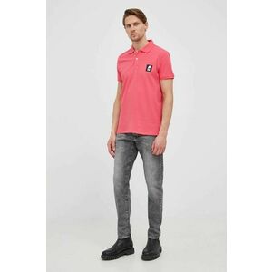 Polo tričko Karl Lagerfeld pánske, ružová farba, jednofarebné vyobraziť