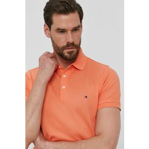 Polo tričko Tommy Hilfiger pánske, oranžová farba, jednofarebné vyobraziť