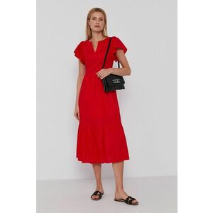 Šaty Sisley červená farba, midi, rovné vyobraziť
