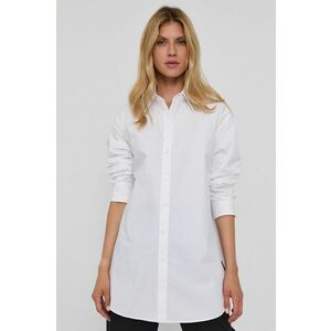 Bavlnená košeľa Karl Lagerfeld dámska, biela farba, voľný strih, s klasickým golierom vyobraziť