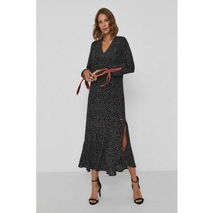 Šaty Armani Exchange čierna farba, midi, áčkový strih vyobraziť