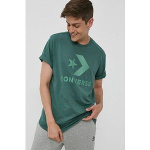 Bavlnené tričko Converse zelená farba, s potlačou vyobraziť