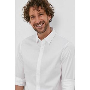 Bavlnená košeľa Armani Exchange pánska, biela farba, slim, s klasickým golierom vyobraziť