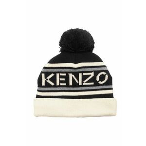 Detská čiapka Kenzo Kids čierna farba biela vyobraziť