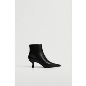 Členkové topánky Mango Patio dámske, čierna farba, na vysokom podpätku vyobraziť