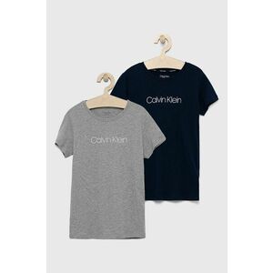 Detské bavlnené tričko Calvin Klein Underwear (2-pack) šedá farba vyobraziť