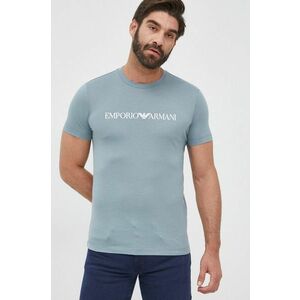 Bavlnené tričko Emporio Armani šedá farba, s potlačou vyobraziť