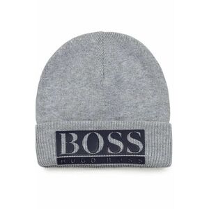 Detská čiapka Boss šedá farba biela, z tenkej pleteniny vyobraziť