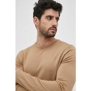 Vlnený sveter Hugo pánsky, béžová farba, ľahký vyobraziť