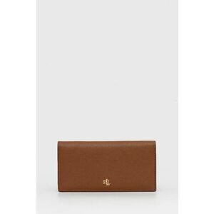 Kožená peňaženka Lauren Ralph Lauren dámska, hnedá farba vyobraziť