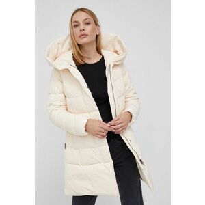 Páperová bunda Woolrich dámska, krémová farba, zimná vyobraziť