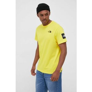 Bavlnené tričko The North Face žltá farba, s potlačou vyobraziť
