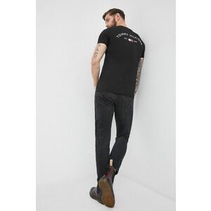 Bavlnené tričko Tommy Hilfiger čierna farba, s potlačou vyobraziť