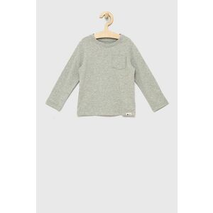 Detská bavlnená košeľa s dlhým rukávom GAP šedá farba, jednofarebná vyobraziť
