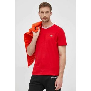 Bavlnené tričko Lacoste červená farba, jednofarebné vyobraziť