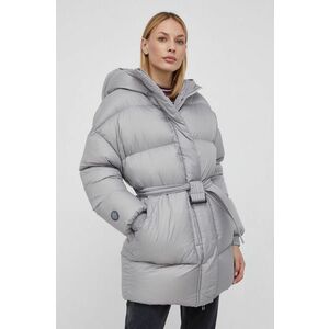 Páperová bunda Fluff dámska, šedá farba, zimná vyobraziť