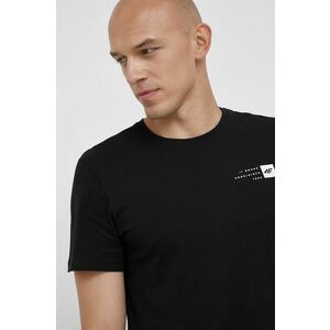 Bavlnené tričko 4F čierna farba, s potlačou vyobraziť