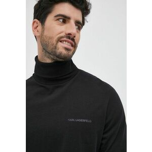 Bavlnené tričko s dlhým rukávom Karl Lagerfeld čierna farba, jednofarebné vyobraziť