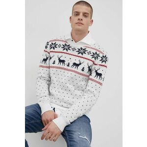 Bavlnený sveter Jack & Jones pánsky, krémová farba vyobraziť