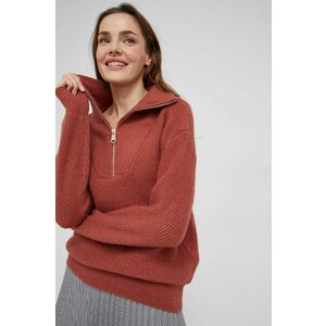 Vlnený sveter Answear Lab dámsky, bordová farba, teplý, s rolákom vyobraziť