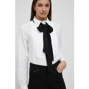 Bavlnená košeľa Lauren Ralph Lauren dámska, biela farba, regular, s klasickým golierom vyobraziť