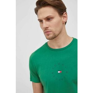 Bavlnené tričko Tommy Hilfiger zelená farba, s potlačou vyobraziť