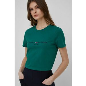 Bavlnené tričko Tommy Hilfiger zelená farba vyobraziť