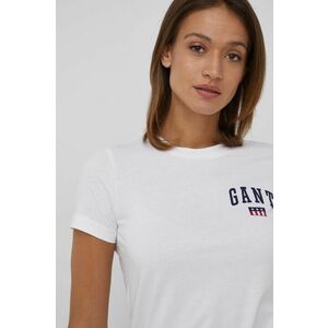 Bavlnené tričko Gant biela farba vyobraziť
