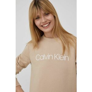 Bavlnená mikina Calvin Klein dámska, modrá farba, s potlačou vyobraziť
