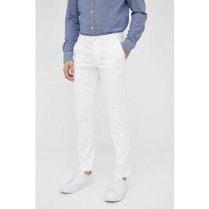 Nohavice Tommy Hilfiger pánske, biela farba, rovné vyobraziť