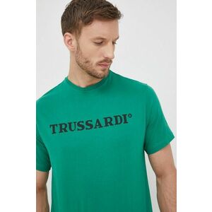 Bavlnené tričko Trussardi zelená farba, s potlačou vyobraziť