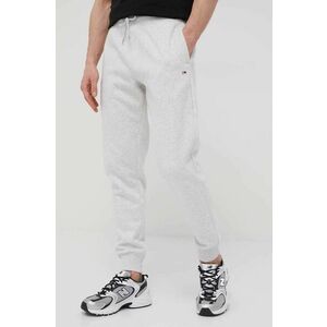Nohavice Tommy Jeans pánske, šedá farba, jednofarebné vyobraziť