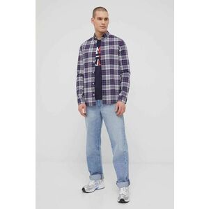 Košeľa Tommy Jeans pánska, tmavomodrá farba, slim, s golierom button-down vyobraziť