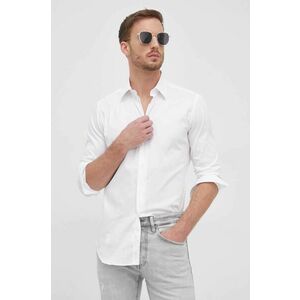 Košeľa Emporio Armani pánska, biela farba, slim, s klasickým golierom vyobraziť