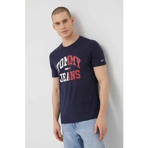 Bavlnené tričko Tommy Jeans tmavomodrá farba, s potlačou vyobraziť