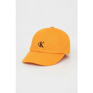 Bavlnená čiapka Calvin Klein Jeans oranžová farba, jednofarebná vyobraziť