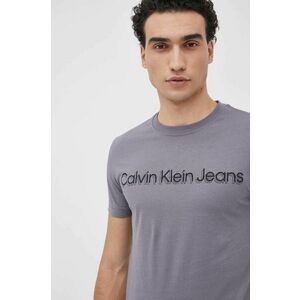 Bavlnené tričko Calvin Klein Jeans šedá farba, s potlačou vyobraziť