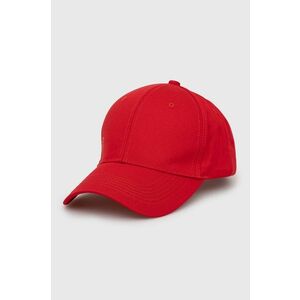 Bavlnená čiapka Trussardi červená farba, jednofarebná vyobraziť