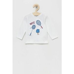 Detská bavlnená košeľa s dlhým rukávom Mayoral biela farba, s potlačou vyobraziť