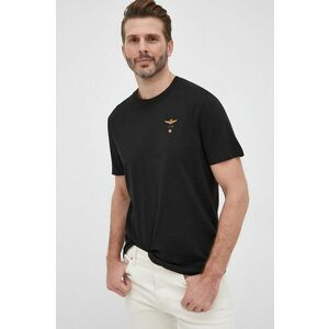 Bavlnené tričko Aeronautica Militare čierna farba vyobraziť