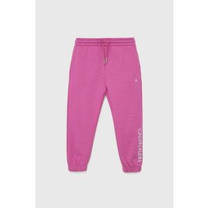 Detské bavlnené nohavice Calvin Klein Jeans ružová farba, melanžové vyobraziť