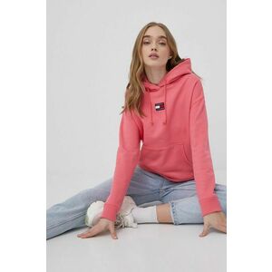 Bavlnená mikina Tommy Jeans dámska, ružová farba, jednofarebná vyobraziť