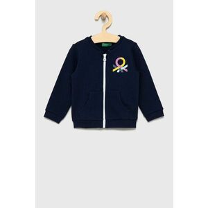 Detská bavlnená mikina United Colors of Benetton tmavomodrá farba, s potlačou vyobraziť