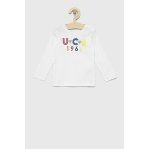 Detská bavlnená košeľa s dlhým rukávom United Colors of Benetton biela farba, vyobraziť