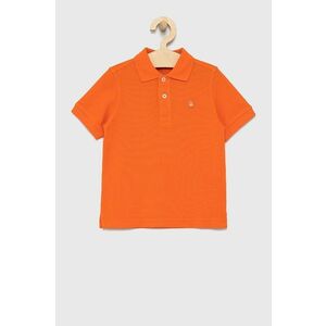 Detská bavlenná polokošeľa United Colors of Benetton oranžová farba, jednofarebný vyobraziť