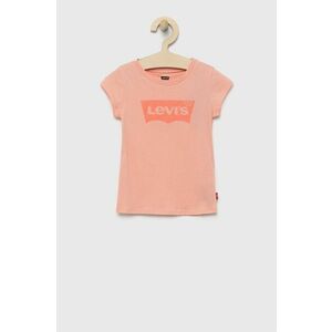 Detské bavlnené tričko Levi's ružová farba, vyobraziť