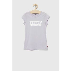 Detské bavlnené tričko Levi's fialová farba, vyobraziť
