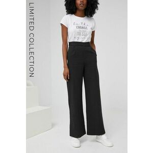 Nohavice Answear Lab x limitovaná kolekcia NO SHAME dámske, čierna farba, široké, vysoký pás vyobraziť